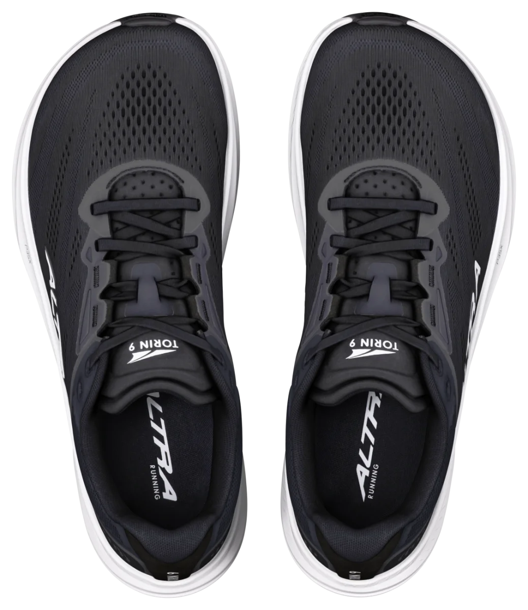 Altra Torin 9 Men's Zero-Drop Cushioned Road Running Shoe, Black/White/Black — choose your size