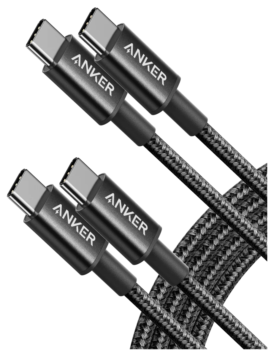 Anker USB-C to USB-C Cable, 60W, 6 ft, Braided (2-Pack)