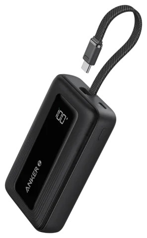 بطارية Anker Zolo المتنقلة سعة 10,000 mAh بقدرة 30 W مع كابل USB-C مدمج