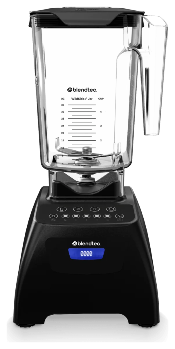 خلاط Blendtec Classic 575 مع إبريق WildSide+ بقدرة 1560 W ولوحة لمس ودورات موقوتة، أسود