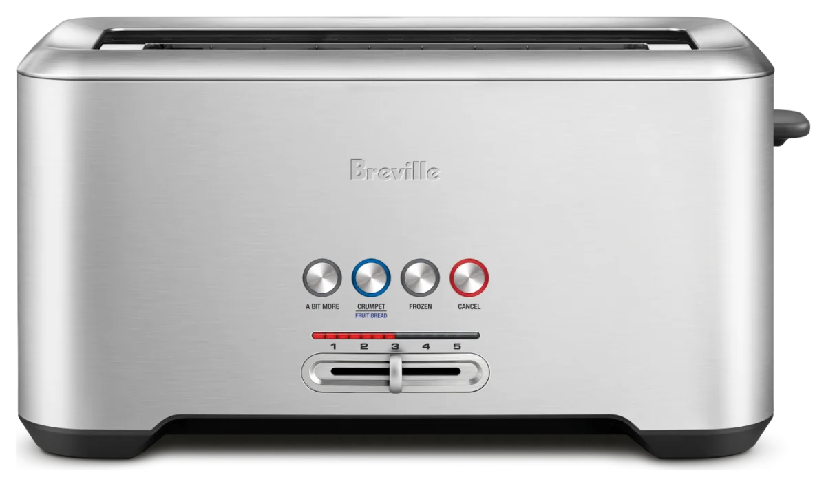 Breville 'A Bit More' 4-Slice Long-Slot Toaster with Lift and Look (BTA730XL), Brushed Stainless Steel