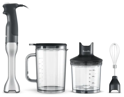 خلاط يدوي غاطس Breville Control Grip مع مضرب وسلطانية تقطيع وإبريق سعة 42 oz (BSB510XL)