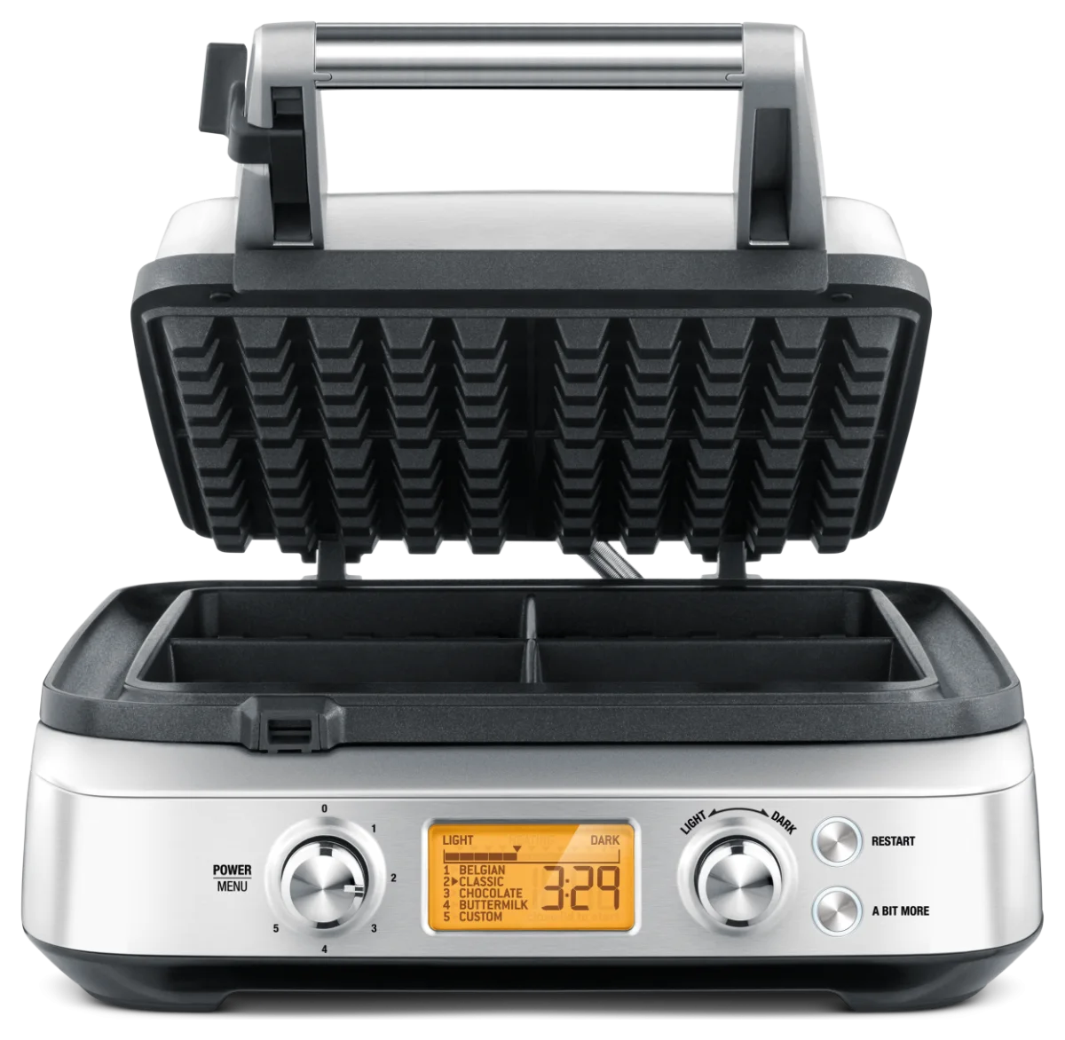 صانعة الوافل Breville the Smart Waffle Pro لأربع قطع مع 12 درجة تحمير ومؤقت LCD (BWM640)