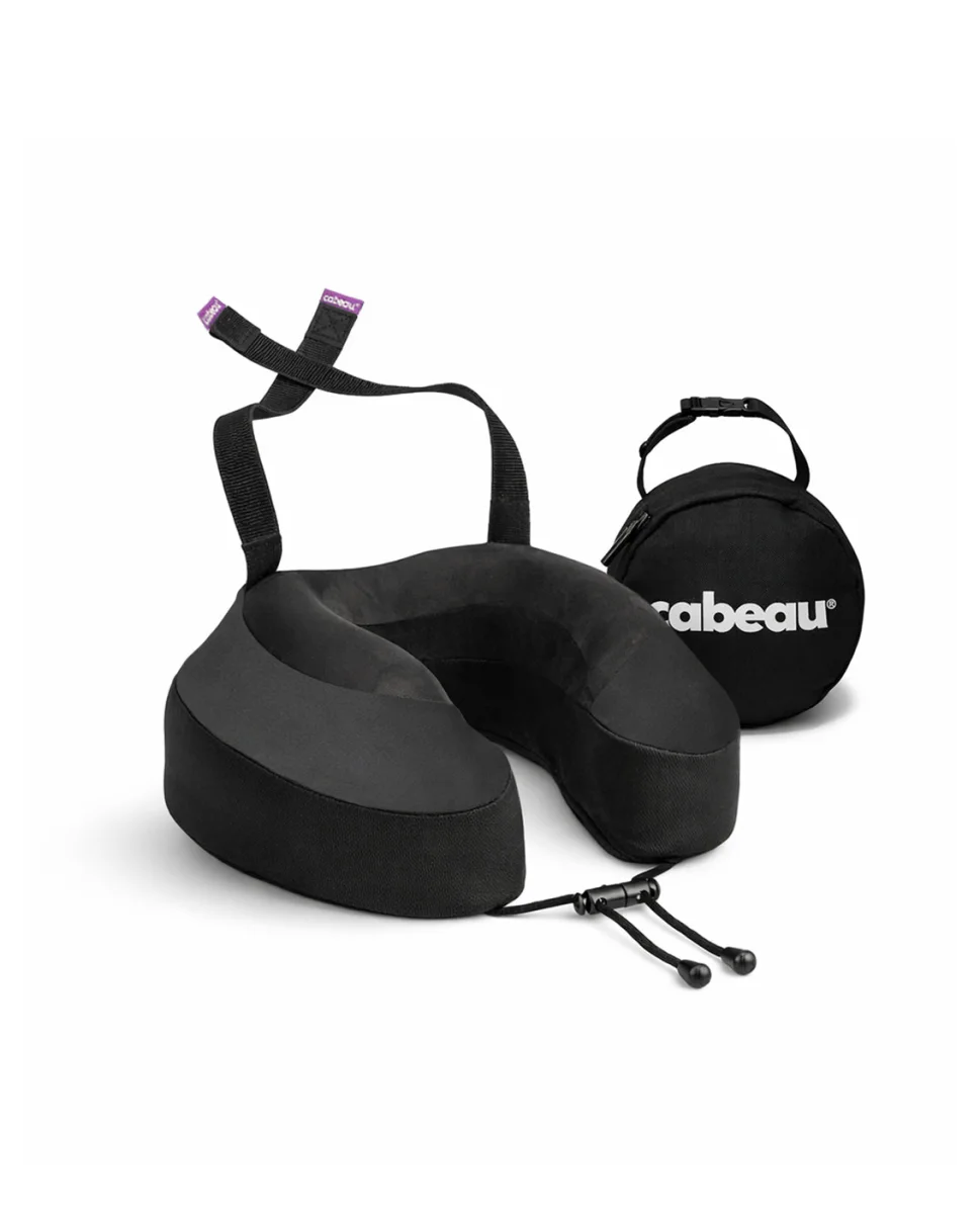 Cabeau Evolution S3 Memory Foam Travel Neck Pillow with Seat Strap and Compact Case, Jet Black