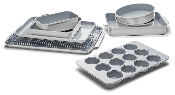 Caraway 11-Piece Ceramic Nonstick Bakeware Set with Storage Organizers, Gray
