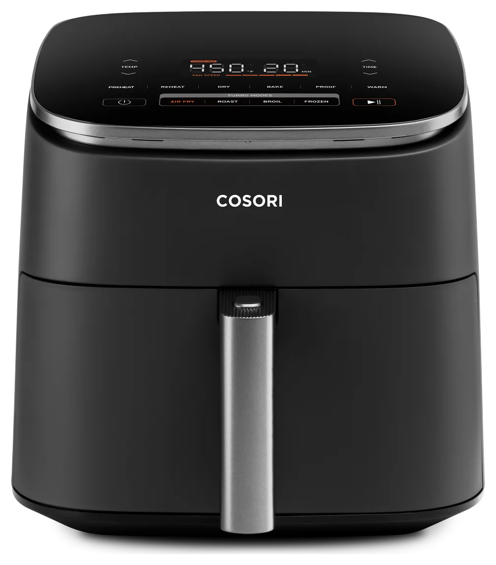 قلاية COSORI TurboBlaze الهوائية سعة 6 qt بتسع وظائف وسلة بطلاء سيراميكي خالٍ من PFAS