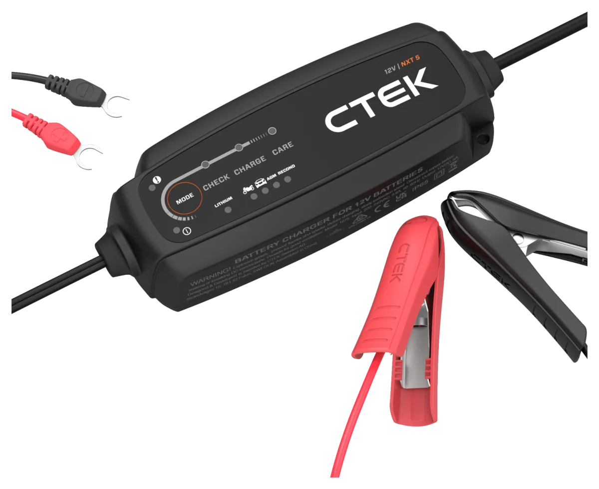 CTEK NXT 5 12V Smart Battery Charger and Maintainer, 4.3 A, for Lead-Acid, AGM and LiFePO4 Batteries