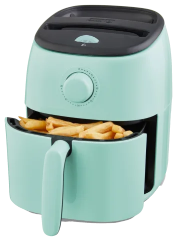 Dash Tasti-Crisp 2.6 Qt Compact Air Fryer with Time and Temperature Dials, Aqua (DCAF200)