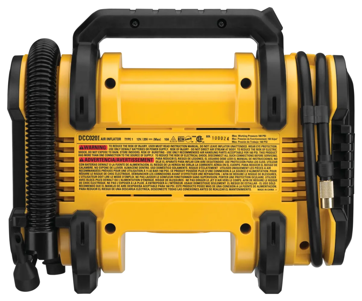 DEWALT 20V MAX Corded/Cordless Air Inflator DCC020IB (Tool Only) with Digital Gauge and Auto Shut-Off