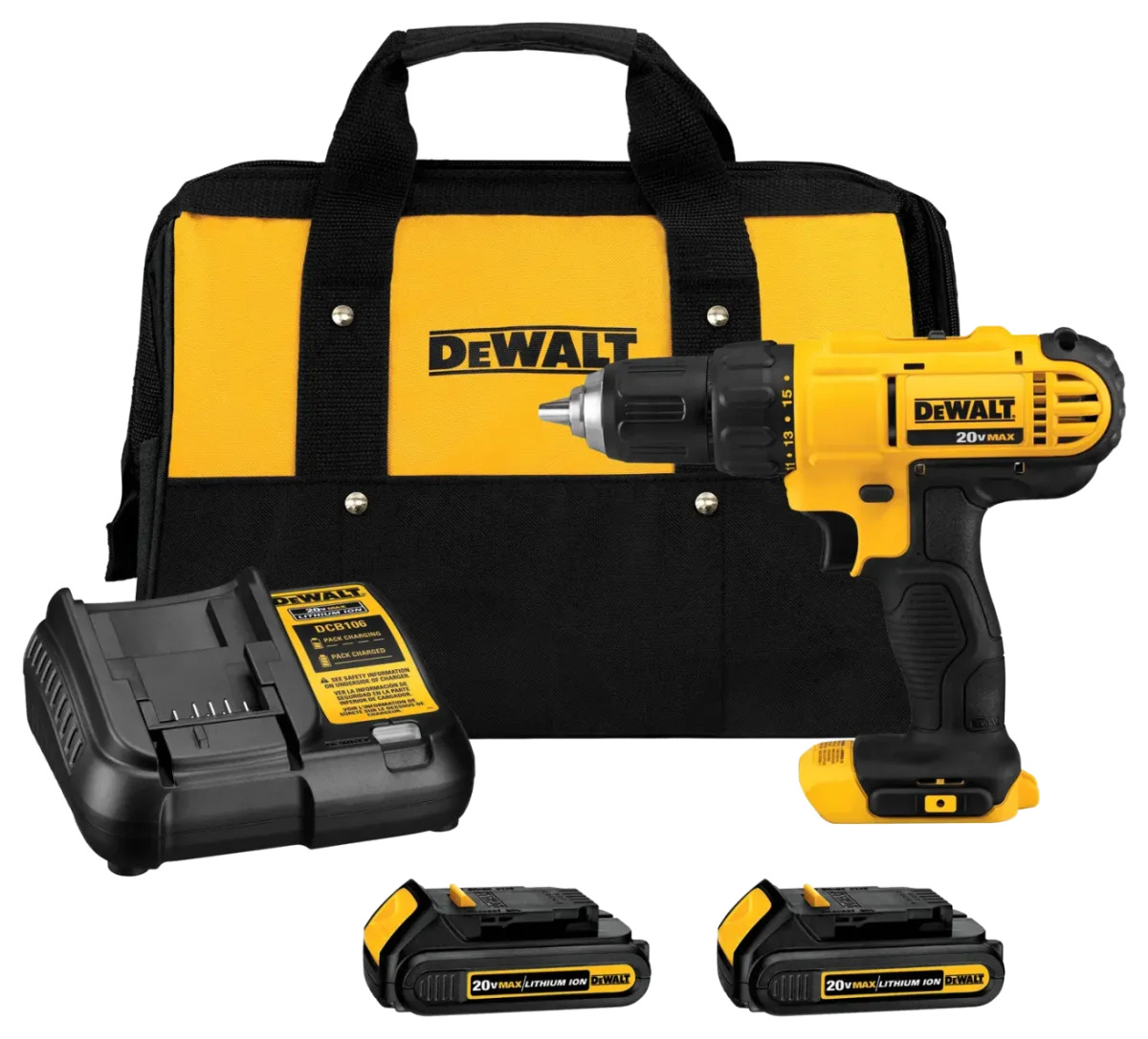 DEWALT 20V MAX Compact Cordless 1/2-in Drill/Driver Kit with 2 Batteries and Charger (DCD771C2)