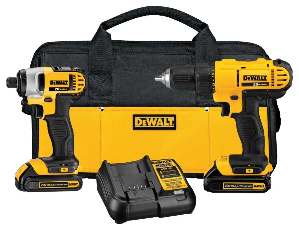 DEWALT 20V MAX Cordless Drill/Driver and Impact Driver Combo Kit with 2 Batteries (DCK240C2)