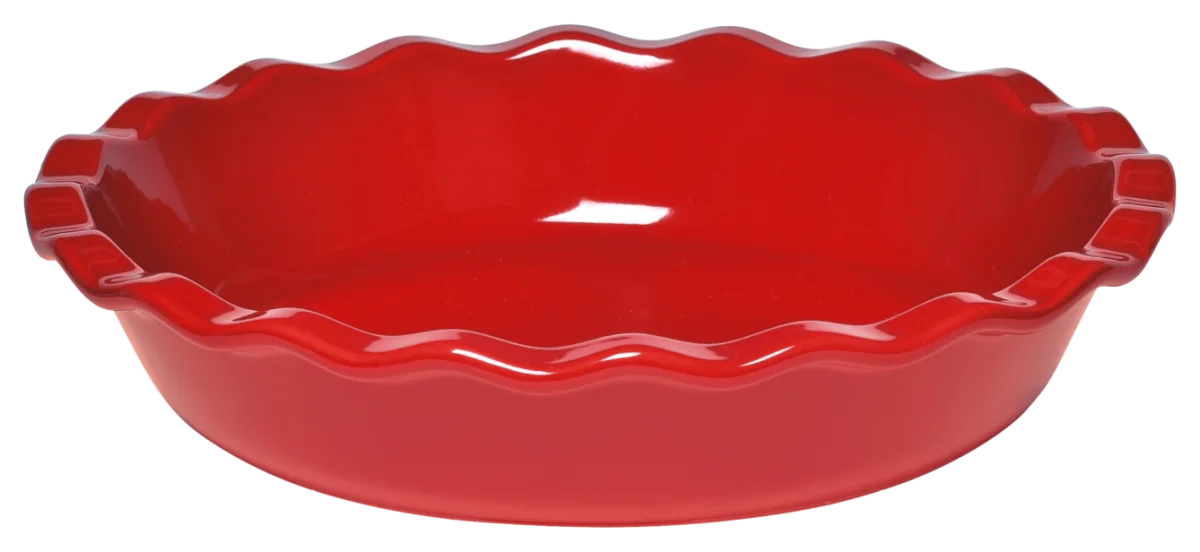 Emile Henry Ceramic Ruffled Pie Dish, 1.5 Qt, Burgundy, Made in France (EH346131)