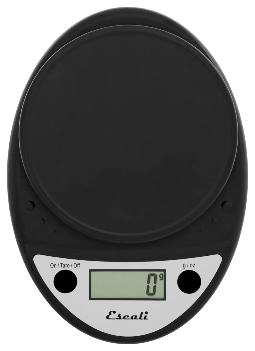 Escali Primo Digital Kitchen Scale, 11 lb / 5000 g, with Sealed Controls and Tare (P115), Black