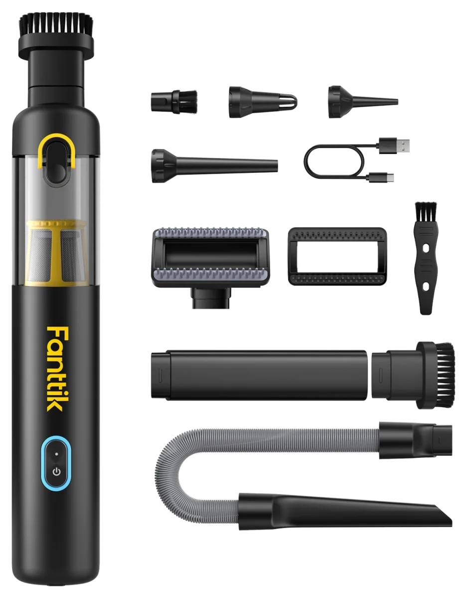 Fanttik Slim V8 Apex Cordless Car Vacuum, 19,000 Pa Suction, Up to 40 Min Runtime, USB-C Charging