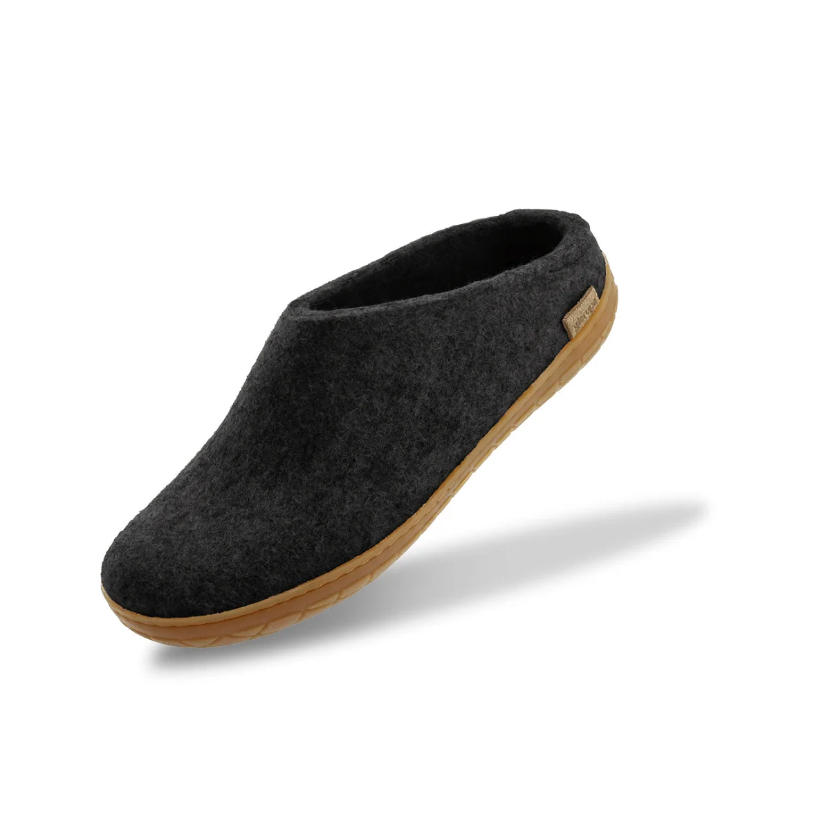 glerups Unisex Wool Slip-on Slipper with Natural Rubber Sole, Charcoal — choose your size