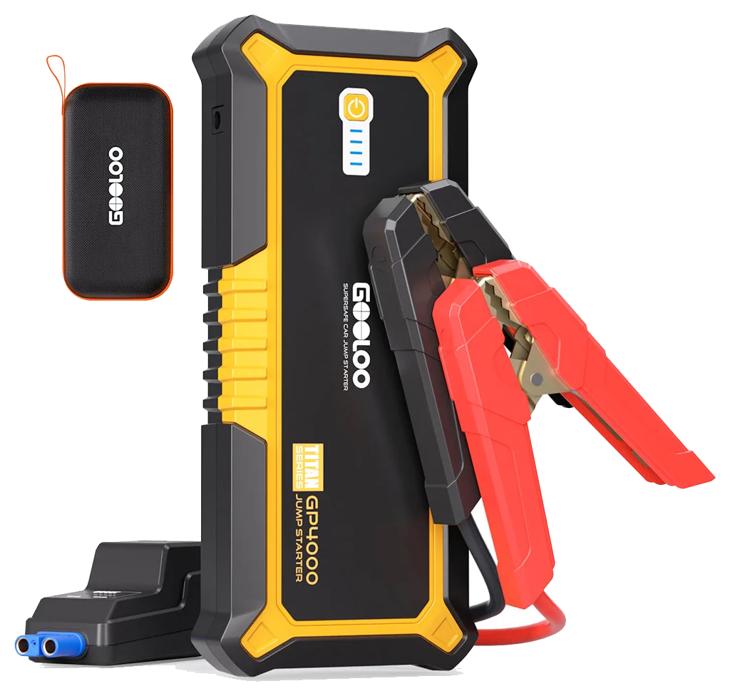 جهاز تشغيل السيارات GOOLOO GP4000 الليثيوم بقدرة 4000A و12V لمحركات البنزين والديزل حتى 10.0 L مع بطارية محمولة USB-C