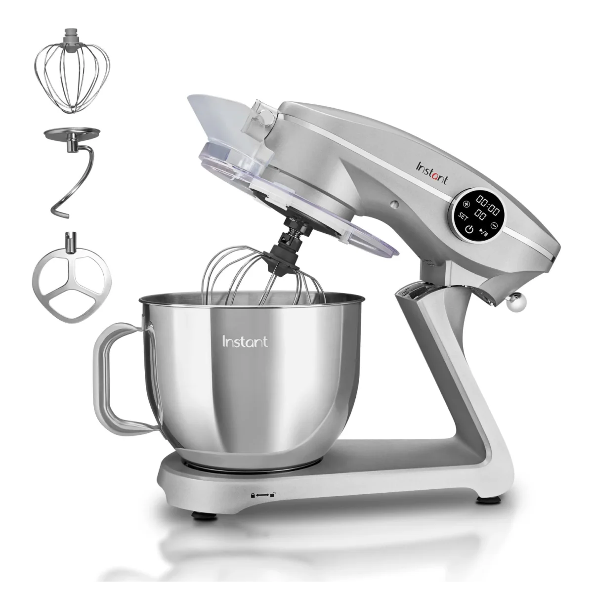 Instant Stand Mixer Pro with 7.4 qt Stainless Steel Bowl, 600 W, 10 Speeds and Digital Timer, Silver