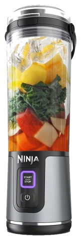 خلاط Ninja Blast BC151BK المحمول اللاسلكي مع وعاء سعة 18 oz وغطاء للشرب، أسود