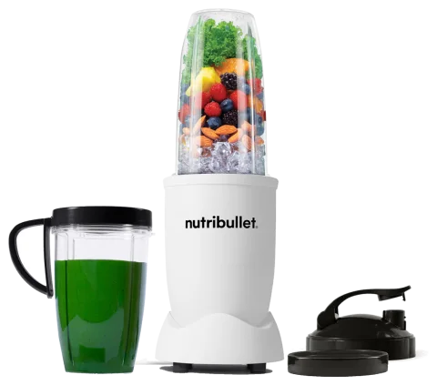 خلاط nutribullet Pro الشخصي بقدرة 900 W مع كوبين سعة 32 oz و24 oz وغطاءين للحمل (NB9-0901AW)