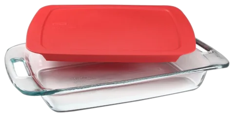 Pyrex Easy Grab 3-Quart Glass Baking Dish with Red Plastic Lid (1090949)