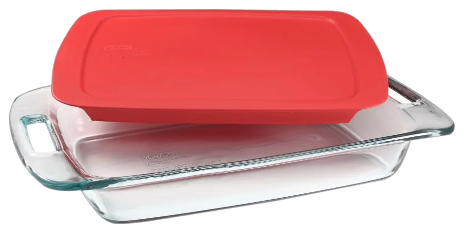 Pyrex Easy Grab 3-Quart Glass Baking Dish with Red Plastic Lid (1090949)