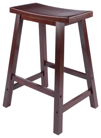 Winsome Wood Satori Saddle Seat Counter Stool, 24-Inch, Solid Wood, Walnut (94084)