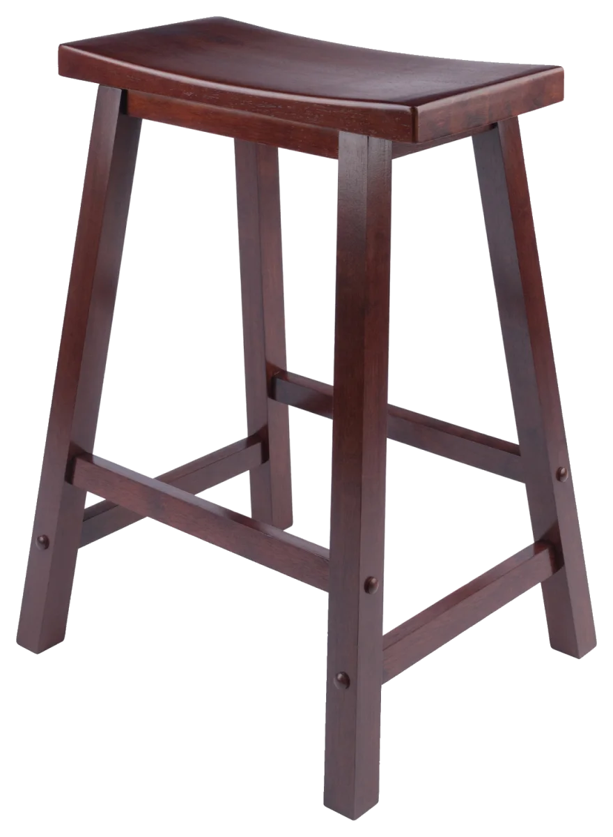 Winsome Wood Satori Saddle Seat Counter Stool, 24-Inch, Solid Wood, Walnut (94084)