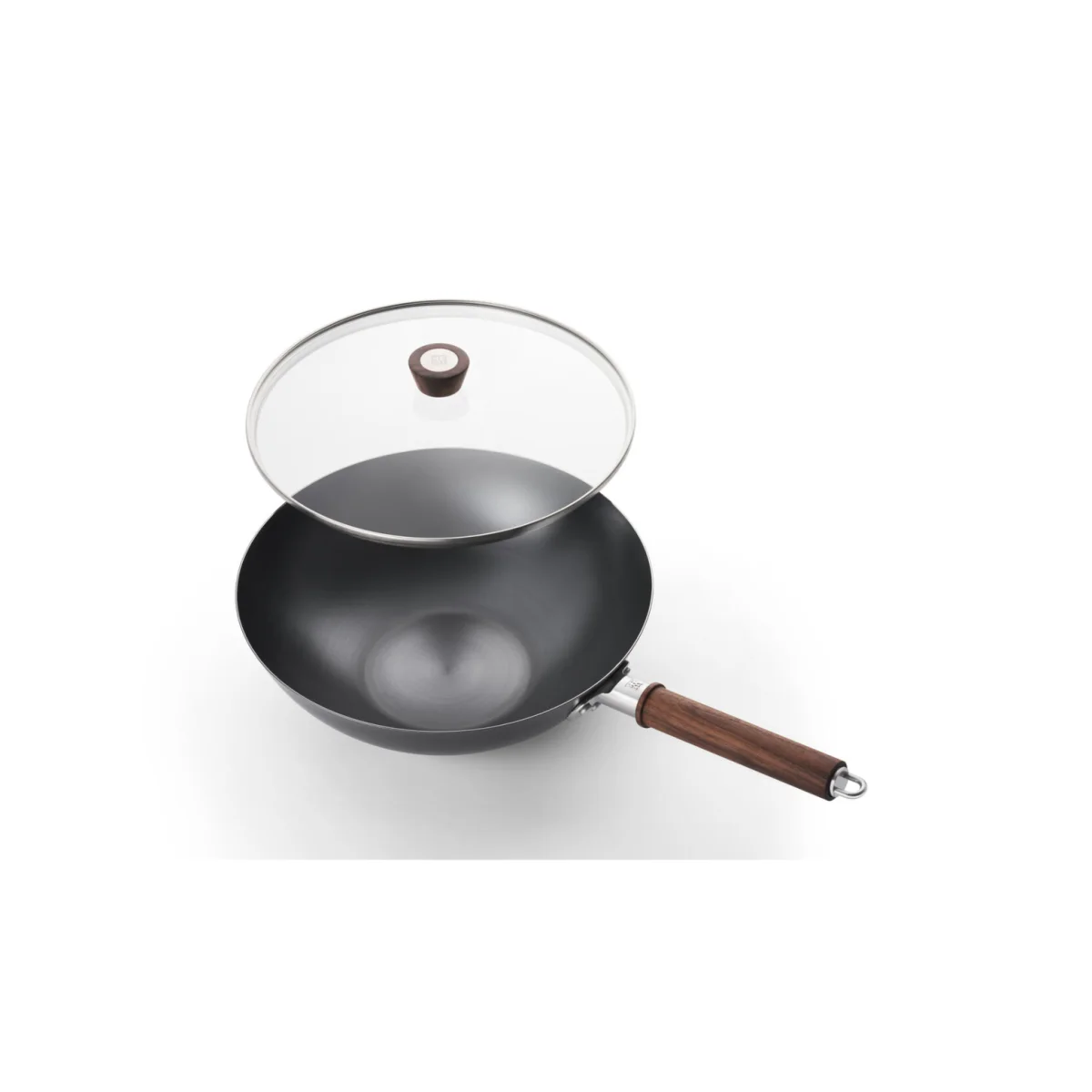 ZWILLING Dragon 12-Inch Carbon Steel Wok with Glass Lid and Walnut Handles, Induction (1010712)